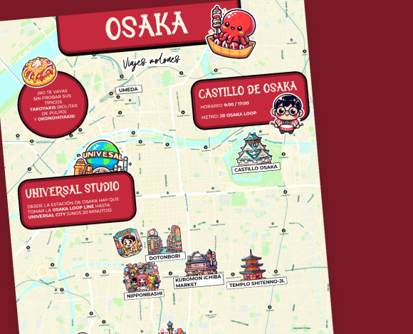 Mapa de Osaka: lugares Imprescindibles